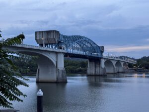 A bridge at sunset
